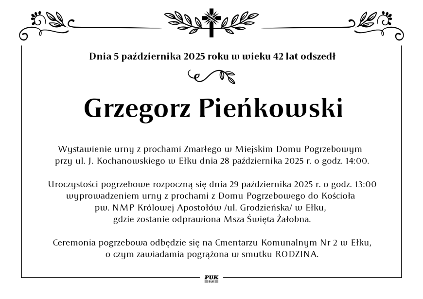 Grzegorz Pieńkowski - nekrolog